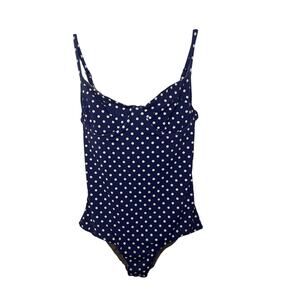ACACIA Marlow Bobbi Dot One Piece Underwire Swimsuit Size Small Blue Flaw